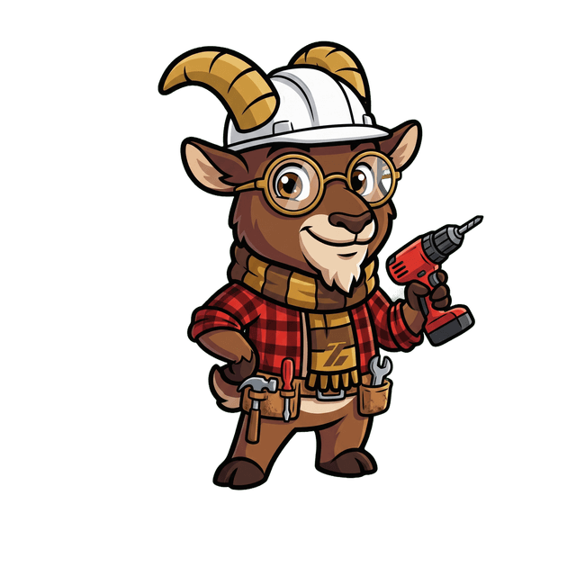 Zak the Ibex with a tool belt